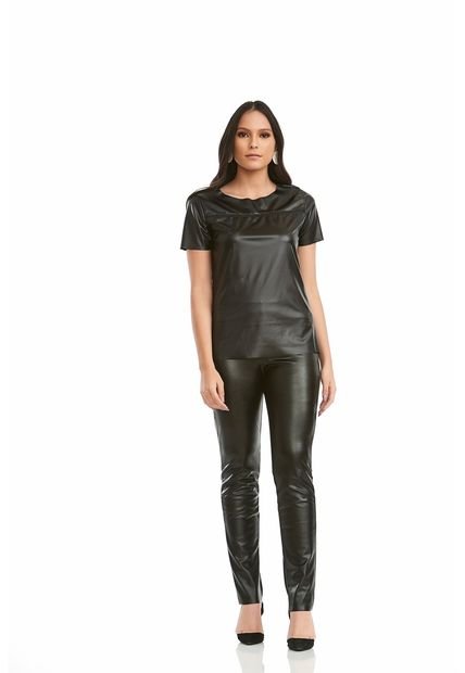 Blusa Manga Corta Negra Cuero Sintetico REALIST - Compra Ahora | Dafiti  Colombia