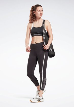 Leggings Negro-Blanco Reebok Piping