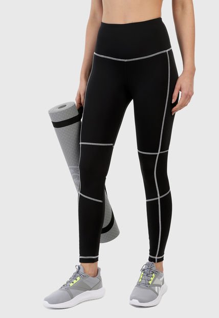Leggings Negro-Blanco Reebok Ready Detail