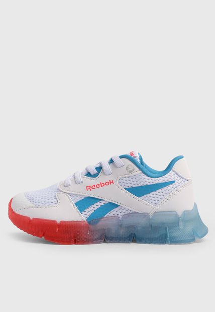 Tenis Running Blanco-Celeste-Rojo Reebok Zig N Glow 2 Elastic Lace