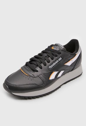 Tenis Lifestyle Negro-Gris-Naranja Reebok Classics Classic Leather Ripple