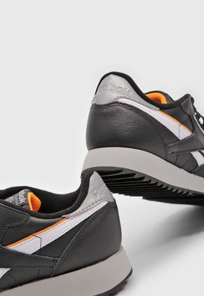 Tenis Lifestyle Negro-Gris-Naranja Reebok Classics Classic Leather Ripple