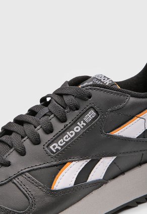 Tenis Lifestyle Negro-Gris-Naranja Reebok Classics Classic Leather Ripple