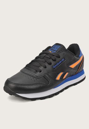 Tenis Lifestyle Negro-Azul-Naranja Reebok Classics Kids Classic Leather