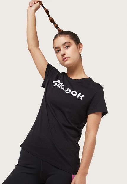 Camiseta Negro-Blanco Reebok Gráfica Training Essentials