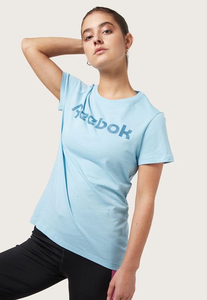 Camiseta Celeste-Azul Petróleo Reebok Gráfica Training Essentials