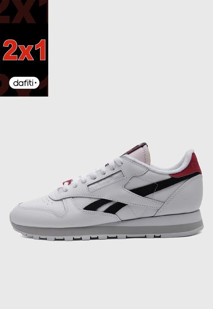 Tenis Lifestyle Blanco-Negro-Rojo Reebok Classic Leather