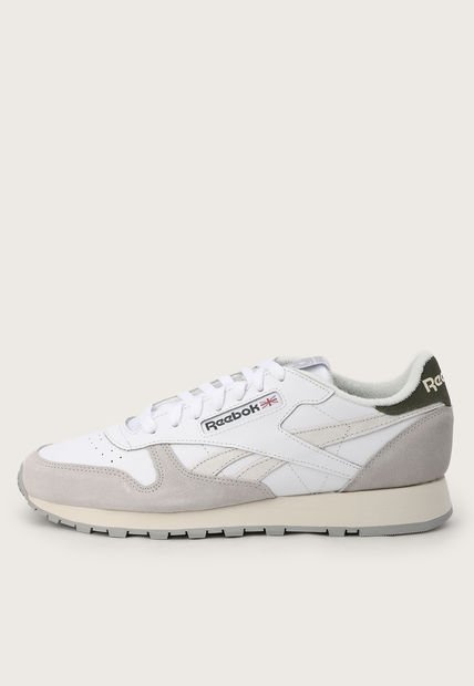 Tenis Lifestyle Blanco-Gris-Verde Oliva Reebok Classics Leather