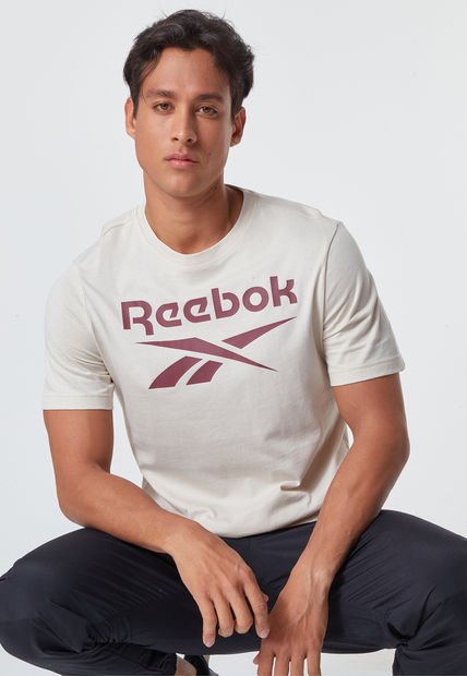 Camiseta Beige-Borgoña Reebok Identity Big Stacked Logo
