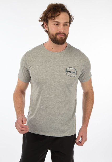 Camiseta Gris-Azul Navy-Blanco Reebok Badge Graphic Tee