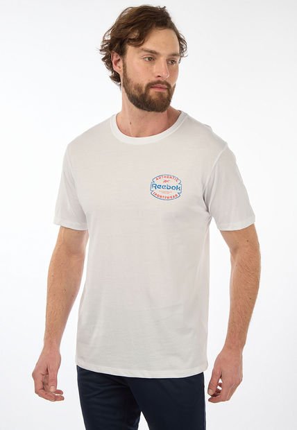 Camiseta Blanco-Azul Royal-Naranja Reebok Badge Graphic Tee
