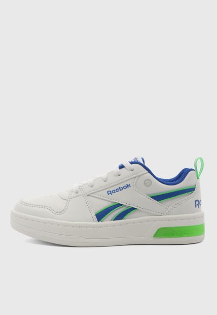 Tenis Lifestyle Blanco-Azul Royal-Verde Neón Reebok Royal Prime Step N' Flash