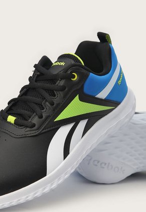 Tenis Running Negro-Blanco-Azul-Amarillo-Neón Reebok Kids Rush Runner 5