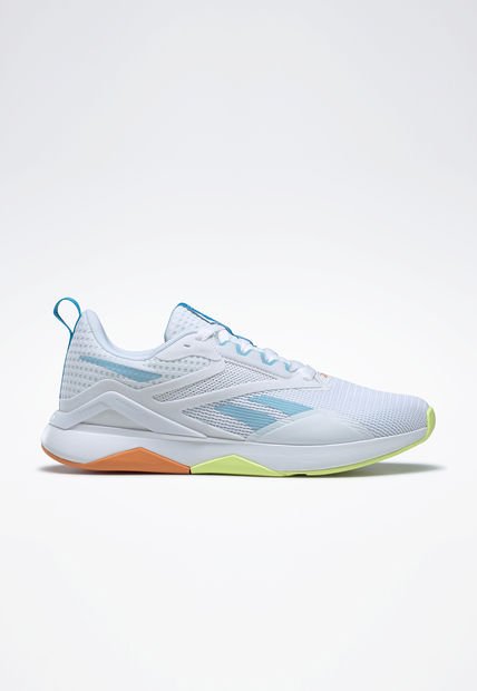 Tenis Training Blanco-Celeste-Amarillo Reebok Nanoflex TR 2.0
