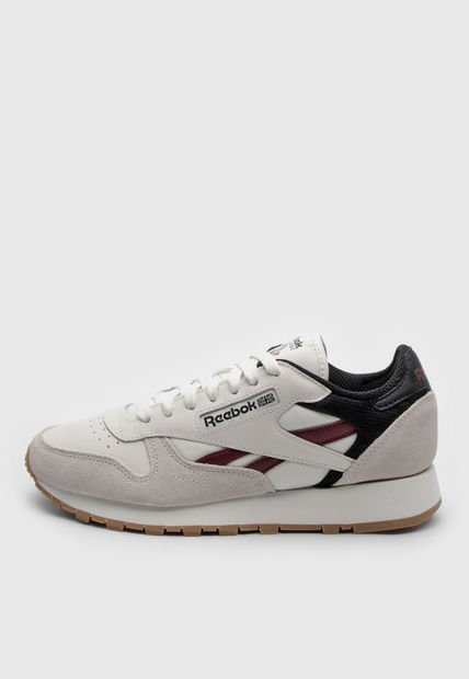 Tenis Lifestyle Beige-Negro-Vinotinto Reebok Classic Leather