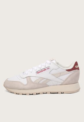 Tenis Lifestyle Blanco-Beige-Borgoña Reebok Classics Classic Leather