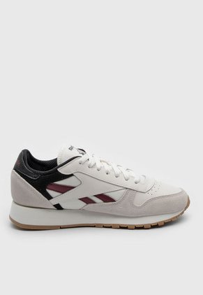 Tenis Lifestyle Beige-Negro-Vinotinto Reebok Classic Leather