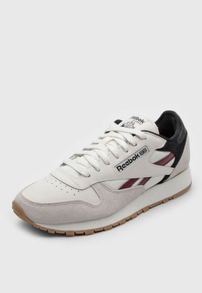 Tenis Lifestyle Beige-Negro-Vinotinto Reebok Classic Leather