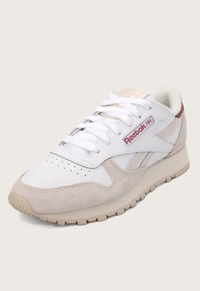 Tenis Lifestyle Blanco-Beige-Borgoña Reebok Classics Classic Leather