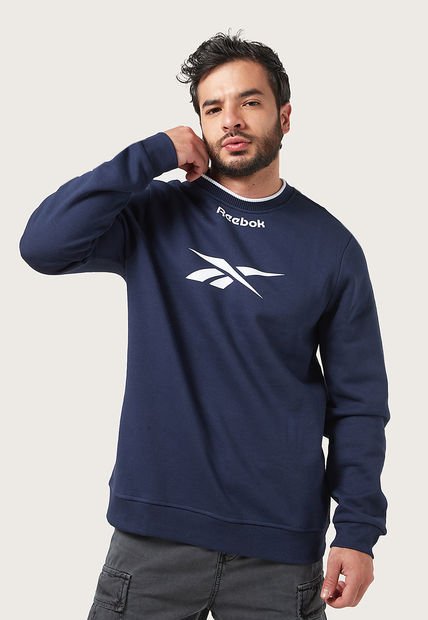 Buzo Azul Navy-Blanco Reebok Arch Logo Fleece Crew