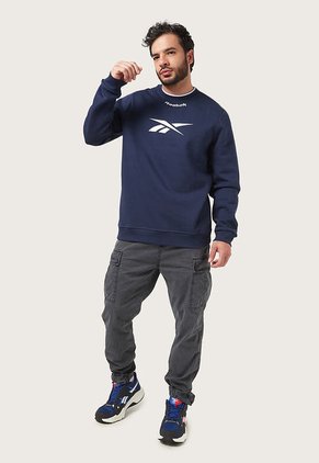 Buzo Azul Navy-Blanco Reebok Arch Logo Fleece Crew