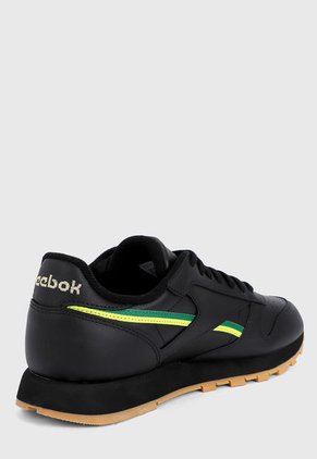 Tenis Lifestyle Negro-Verde-amarillo Reebok Leather Mu