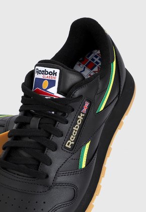 Tenis Lifestyle Negro-Verde-amarillo Reebok Leather Mu
