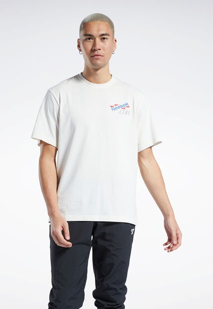 Camiseta Marfil-Azul-Rojo Reebok Graphic Series Certified