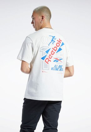 Camiseta Marfil-Azul-Rojo Reebok Graphic Series Certified