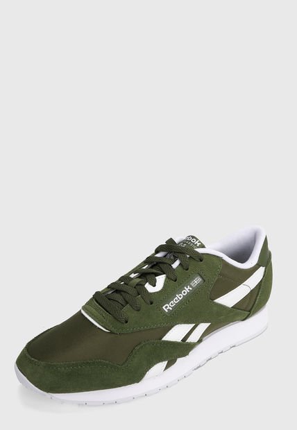 Tenis Lifestyle Verde Oliva-Blanco Reebok Classics Classic Nylon
