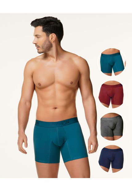 Pack X4 Boxer Semilargo Algodón UNICOLOR Para Hombre Ref.3010-4