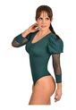 Body Faja Control Mujer Ritchi Escote Redondo Manga 3/4 Transparencia En Blonda de Ritchi