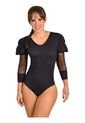 Body Faja Control Mujer Ritchi Escote Redondo Manga 3/4 Transparencia En Blonda de Ritchi