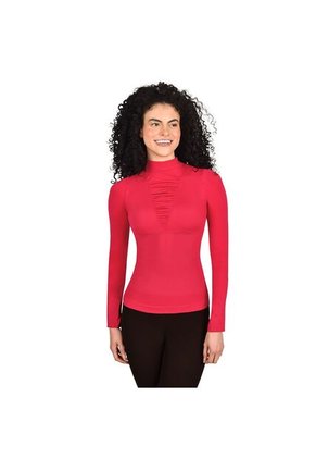 Blusa Control Manga Larga Ritchi Cuello Alto Corte Recogido En Busto