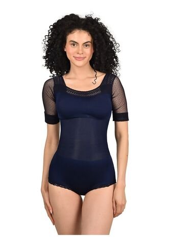 Body Faja Ritchi Con Diseño En Mangas De Blonda Cuello Bandeja Ritchi