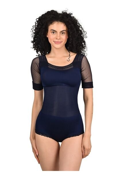 Body Faja Ritchi Con Diseño En Mangas De Blonda Cuello Bandeja