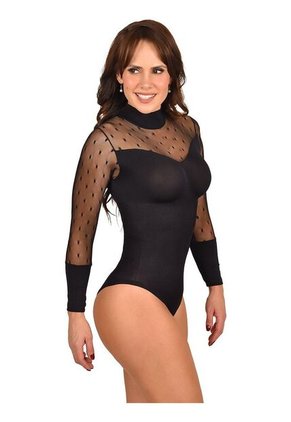 Body Faja Ritchi Cuello Alto En Tul Con Puntos Moldea Abdomen Diseño Elegante