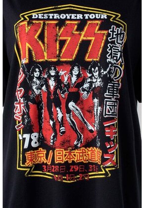 Camiseta De Kiss Manga Corta Negra Género Neutro L