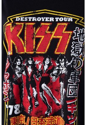 Camiseta De Kiss Manga Corta Negra Género Neutro L