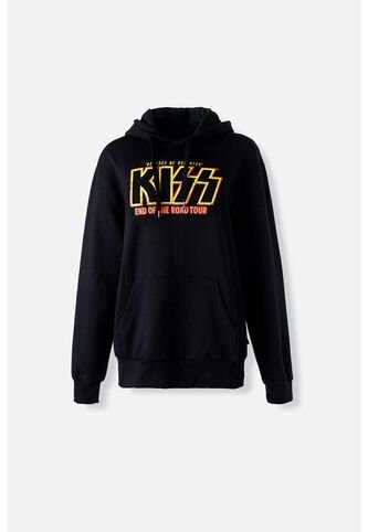 Buzo De Kiss Negro Con Capucha Género Neutro S ROCKBANDS