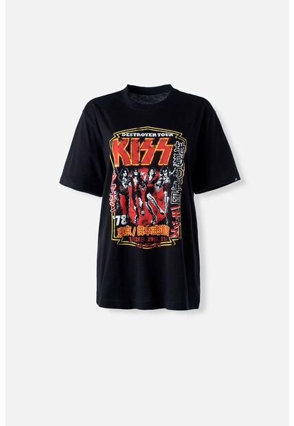 Camiseta De Kiss Manga Corta Negra Género Neutro XL