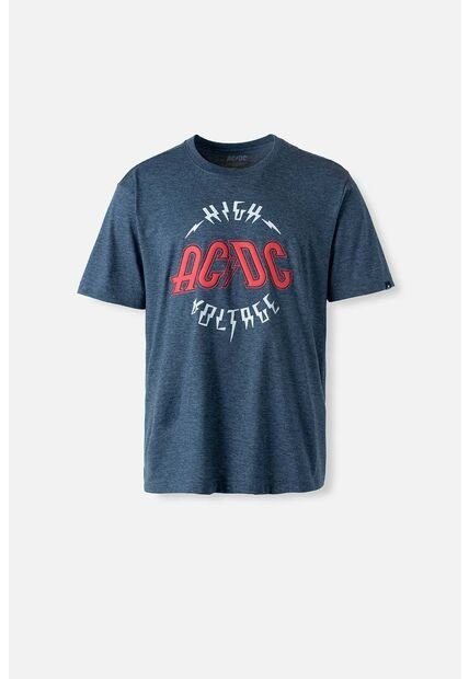 Camiseta De AC/DC Manga Corta Azul Cross Para Hombre M