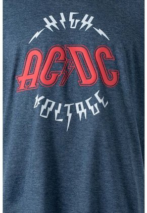 Camiseta De AC/DC Manga Corta Azul Cross Para Hombre M