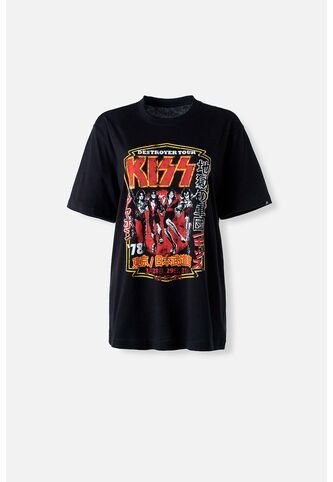 Camiseta De Kiss Manga Corta Negra Género Neutro M ROCKBANDS