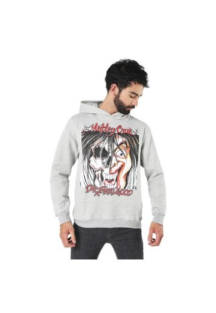 Hoodie Capota Adulto Mötley Crüe Gris