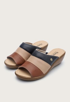 Sandalia Tacón Corrido Café-Nude-Azul Romulo