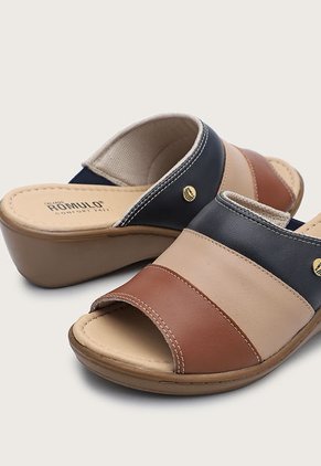 Sandalia Tacón Corrido Café-Nude-Azul Romulo