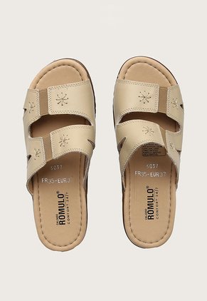 Sandalia Tacón Corrido Beige-Marrón Romulo