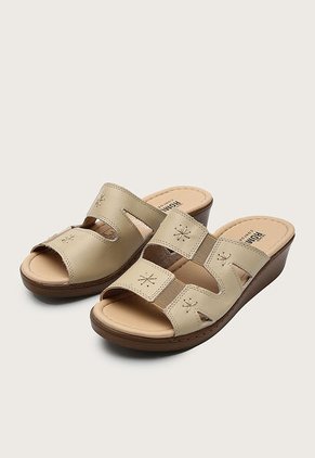 Sandalia Tacón Corrido Beige-Marrón Romulo