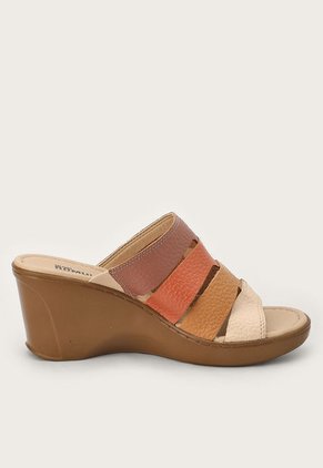 Sandalia Tacón Corrido Café-Terracota-Beige Romulo
